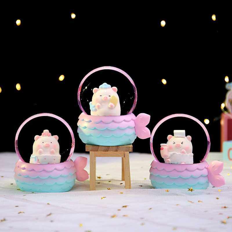 新款直销呆萌可爱泡泡猪迷你水晶球学生书桌小摆件夜市摆摊必选好,家居饰品,桌面摆件,淘宝优惠券,粉丝福利购,淘宝优惠卷