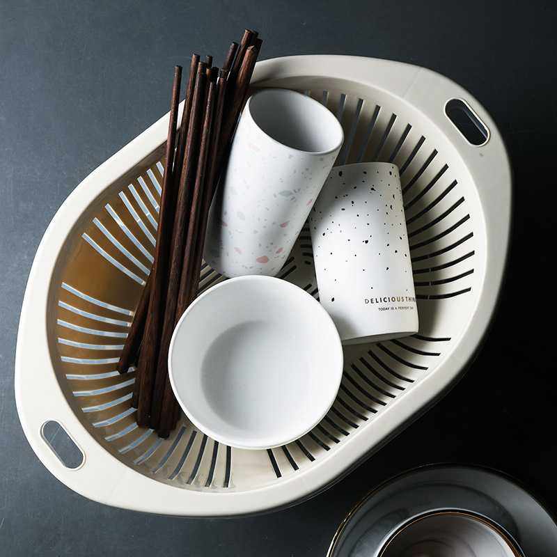 新款直销双层带盖塑料沥水篮洗菜篮厨房碗架多功能大号果盘洗菜盆,家装主材,沥水篮,淘宝优惠券,粉丝福利购,淘宝优惠卷