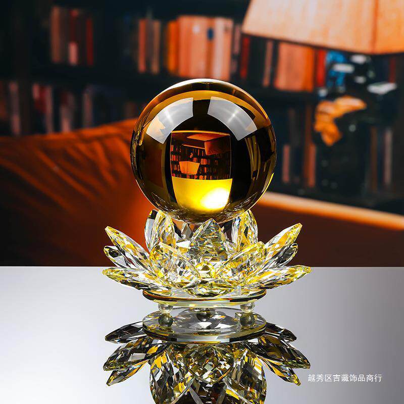 新款直销水晶球摆件莲花家居装饰品客厅电视柜玄关酒柜鞋柜摆设乔