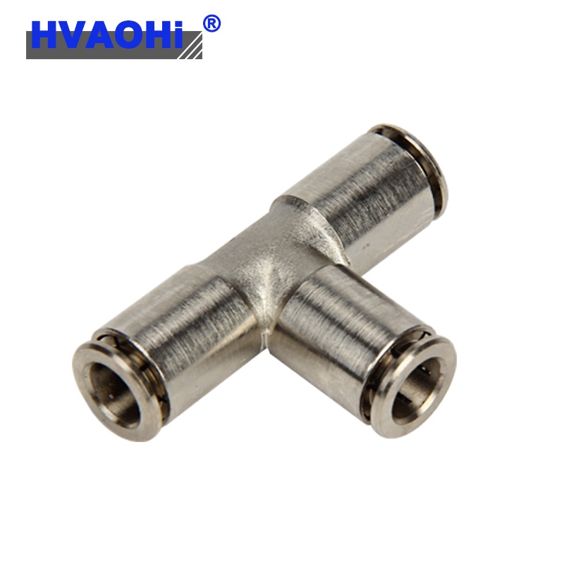 新款直销304不锈钢快插气动元件接头白色全铜T型三通PE-4/6/8/10/