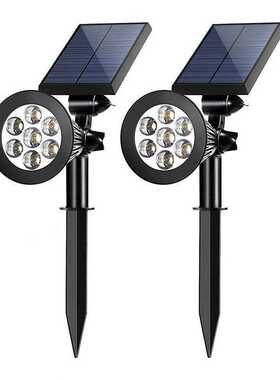 新款直销7LED太阳能投光灯太阳能庭院地插草坪灯4LED七彩RGB景观