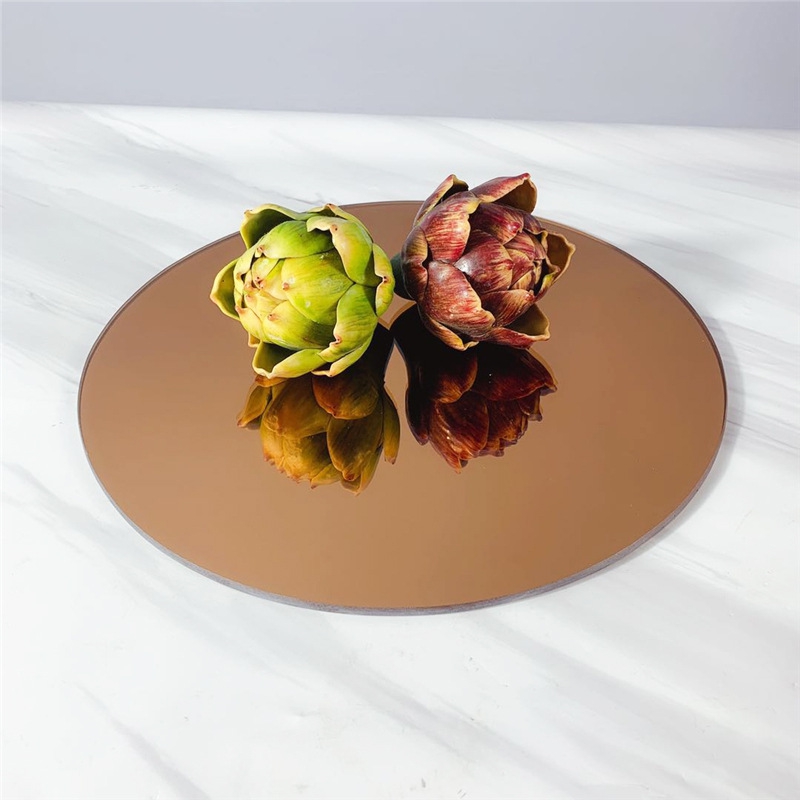 新款直销欧式现代简约圆形玻璃镜面托盘摆件样板房售楼处软装饰品