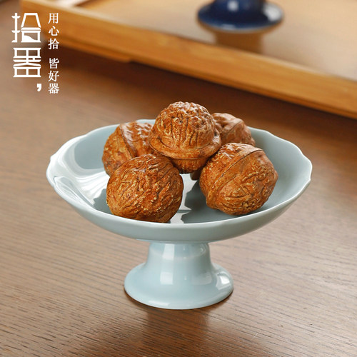 中式复古茶点盘陶瓷佛手柑托盘
