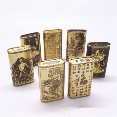 纯手工制作加厚铜烟盒复古老式窄版便携滑盖式黄铜烟盒