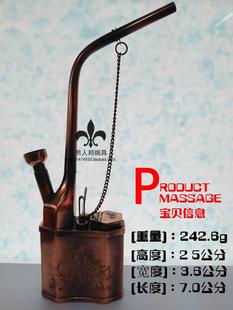 纯铜古铜水烟壶大号仿古水烟袋复古烟嘴两用黄铜便携水烟斗