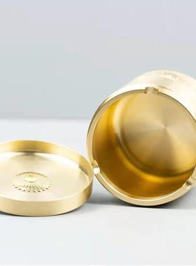 新款直销黄铜车载烟灰缸车用家居办公室摆件祥云带盖中式全铜铜艺