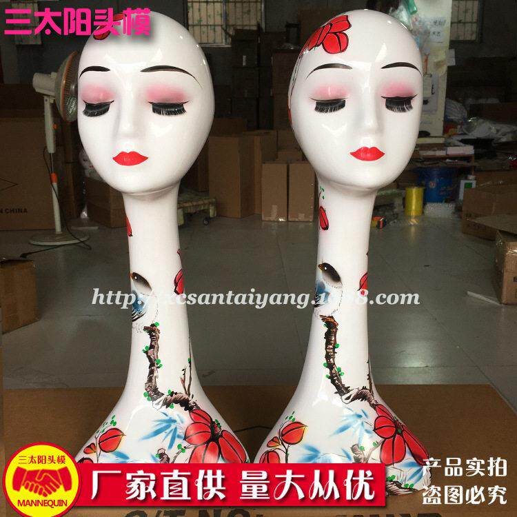 新款直销假发头模纯手工艺术彩绘模特头假人头模帽子头巾展示用工