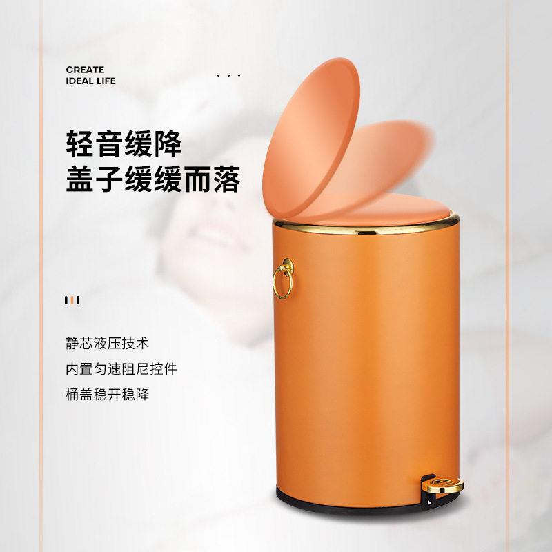 新款直销卫生桶客厅卧室卫生间厨房带拉环欧式缓降静音垃圾桶不锈