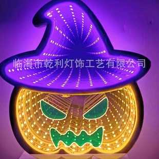 新款直销跨境新款万圣节南瓜隧道灯蝙蝠镜面灯霓虹灯幽灵骷髅女巫