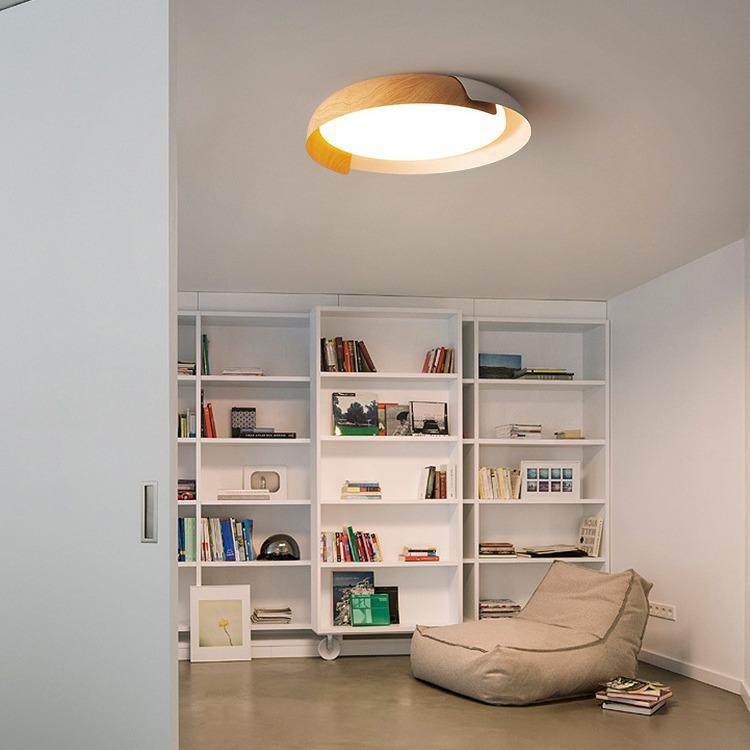 新款直销极简原木纹吸顶灯卧室灯简约书房灯主卧灯轻奢设计师灯具