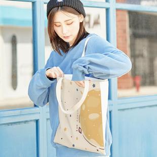 月亮手提包女单肩包帆布袋购 可小清新卡通发光 新款 直销2020新款