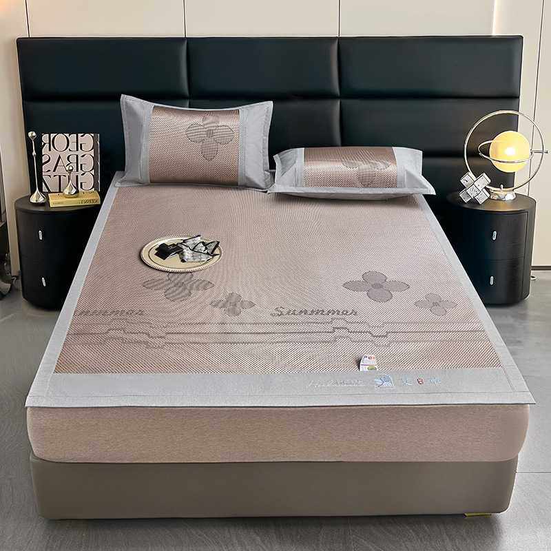 新款直销夏季刺绣提花冰藤席床席学生单人三件套席子冰丝凉席夏季,床上用品,冰丝席,淘宝优惠券,粉丝福利购,淘宝优惠卷