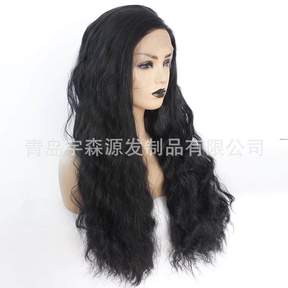 新款直销外贸假发女 温丝化纤13*4前蕾丝头套玉米烫长卷发
