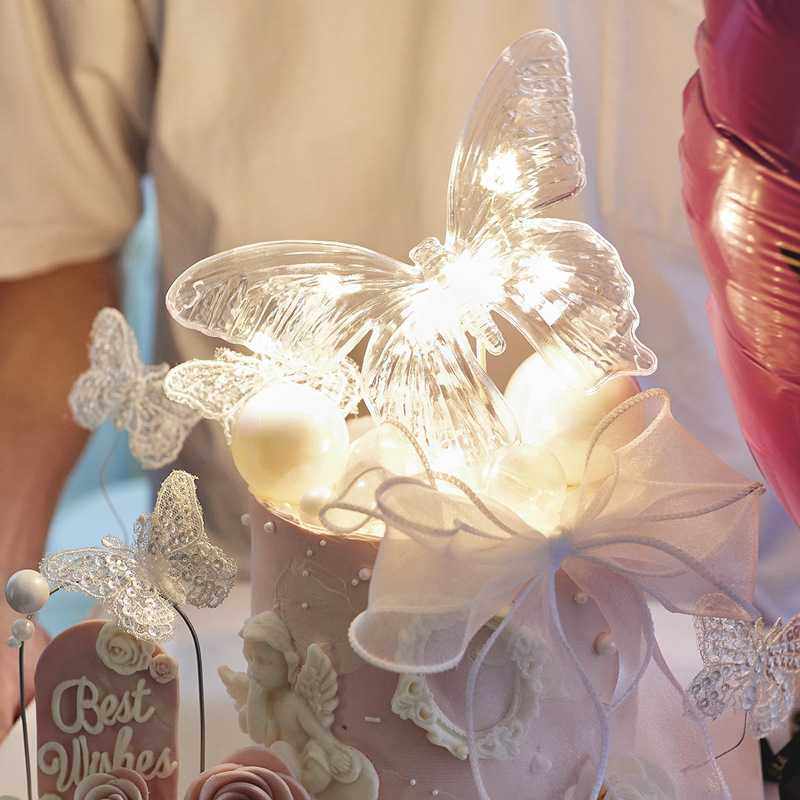 新款直销七夕情人节发光带灯水晶蝴蝶告白情侣女神生日蛋糕装饰摆,节庆用品/礼品,蛋糕/烘焙装饰用品,淘宝优惠券,粉丝福利购,淘宝优惠卷
