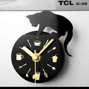 新款直销爬上冰箱可爱小猫冰箱钟时尚创意冰箱贴磁铁性留言贴吸粘