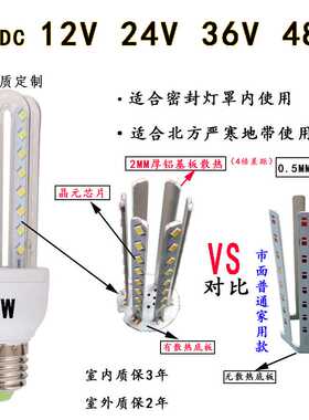 新款直销AC/DC5w7w9w12V玉米灯24V 36v 48v led节能灯led3u型玉米