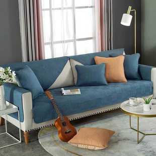 新款直销外贸纯色全棉沙发垫布艺简约现代四季通用防滑坐垫纯棉沙