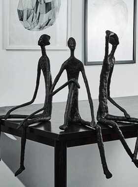 新款直销新款直销现代简约黑色抽象人像雕塑摆件样板房售楼处玄关