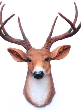 新款直销北欧复古鹿头树脂工艺品 创意装饰品挂饰 客厅酒吧动物头