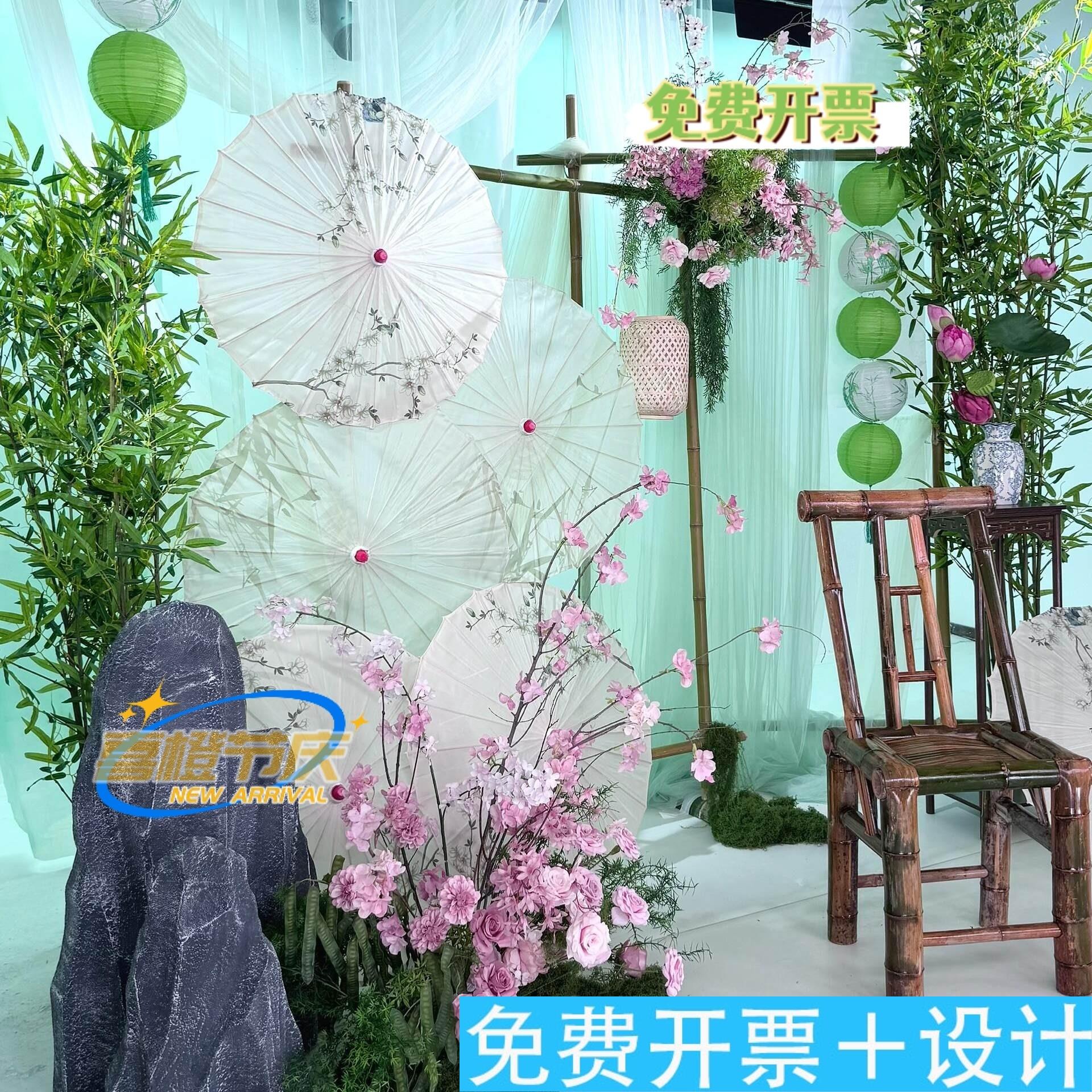 新中式竹架油纸伞花艺套装
