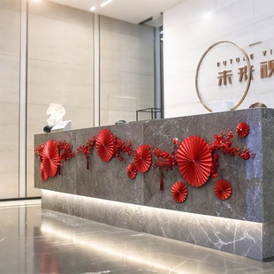 新年装饰公司前台折扇喜扇蛇年灯笼挂式元旦春节场景氛围活动布置