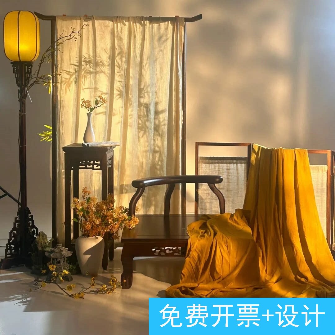 新中式复古拍摄道具套餐古风装饰布幔椅子花瓶拍照背景布置套餐