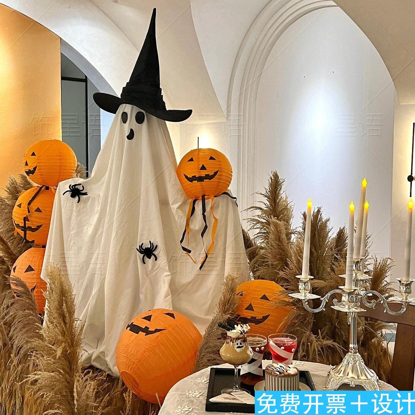 咖啡店万圣节主题活动门装