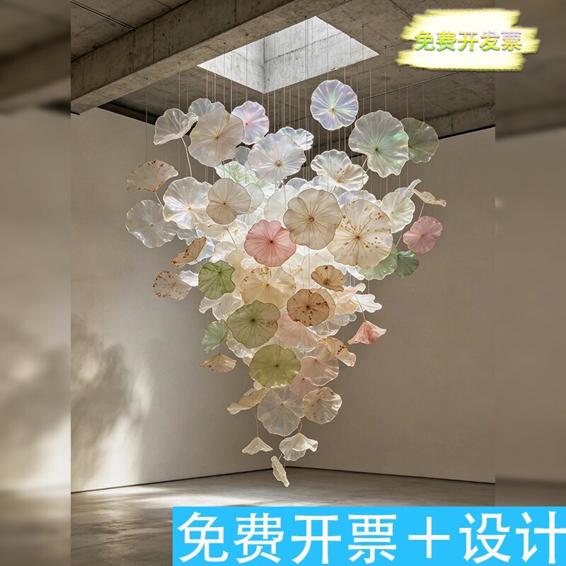 夏季商场云雾网荷叶吊饰大