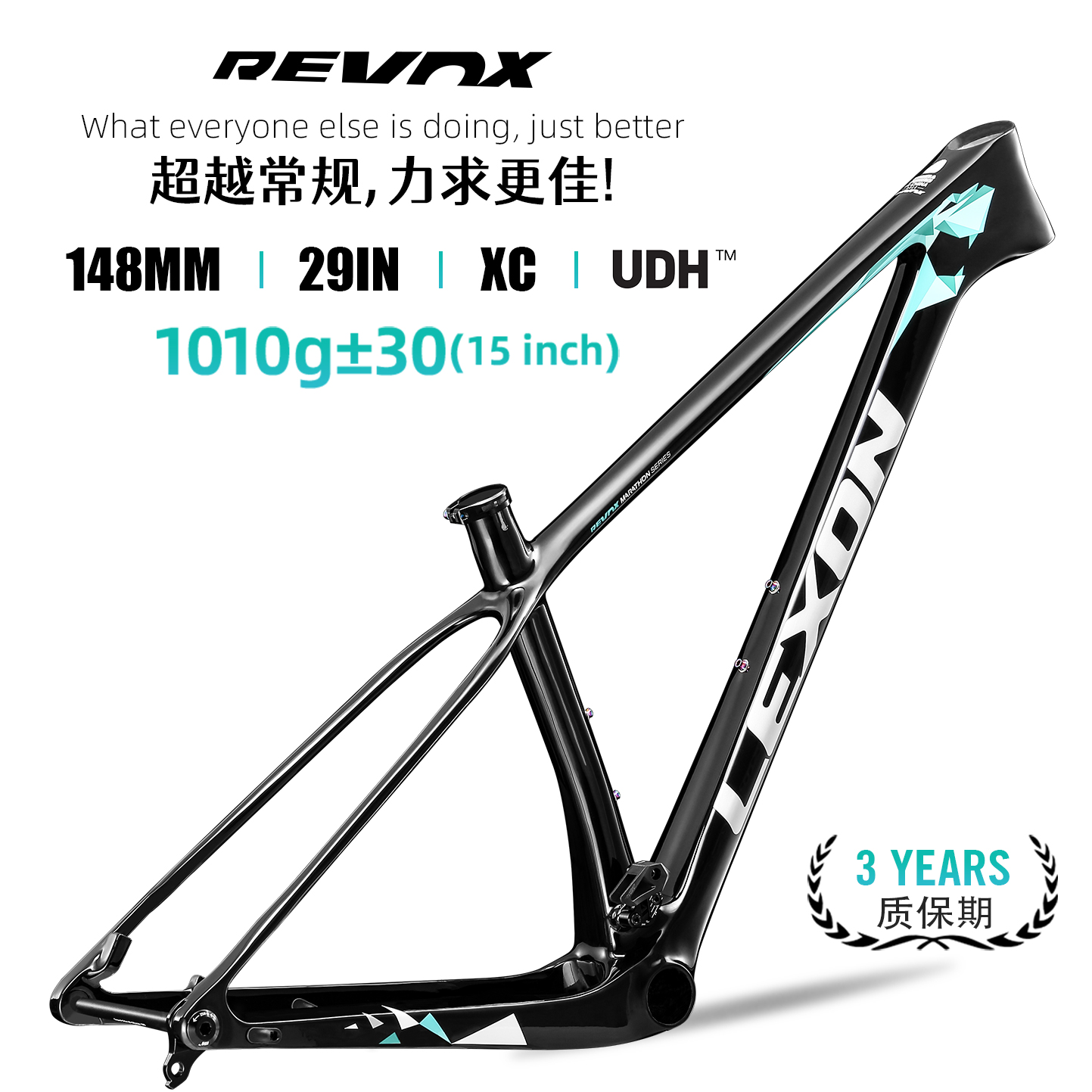 LEXON碳纤维山地车车架 XC越野自行车男女款超轻架29寸硬尾Frame