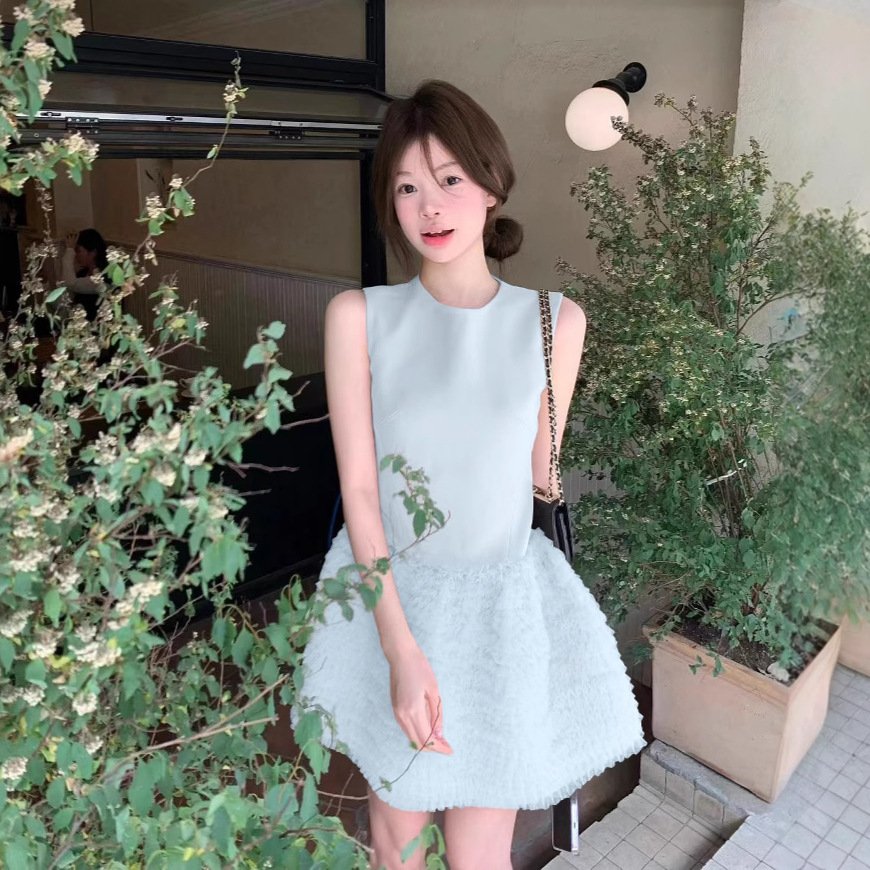 avenement同款无袖拼接蛋糕连衣裙25夏天轻奢千金蓬蓬裙a字妍衣坊