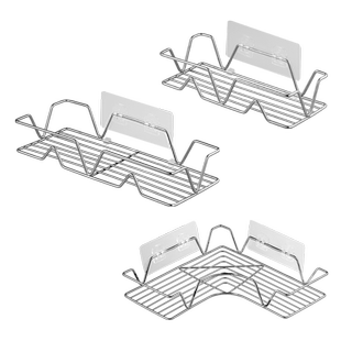 新款无痕三角置物架免打孔不锈钢浴室厨房置物架角架收纳架