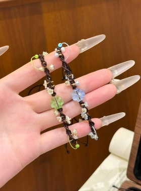 四叶草玻璃手工编织手绳情侣礼物