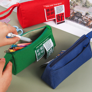 创意个性高考语录个性标签大容量学生手提文具袋好事发生双拉链大容量文具盒手提包铅笔袋双层逢考必过笔袋