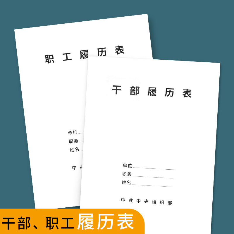 个人职工履历表自传表格职员简历档案99版a4干部国企员工履历档案资料