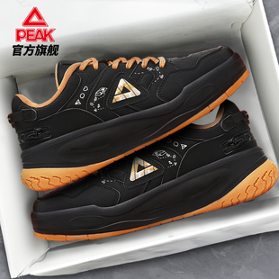 匹克态极厚底运动鞋男款冬季防滑复古新年战靴休闲鞋系带黑色板鞋