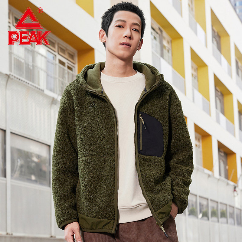 匹克羊羔绒开胸单衣防泼水保暖外套春季户外上衣跑步运动服男女
