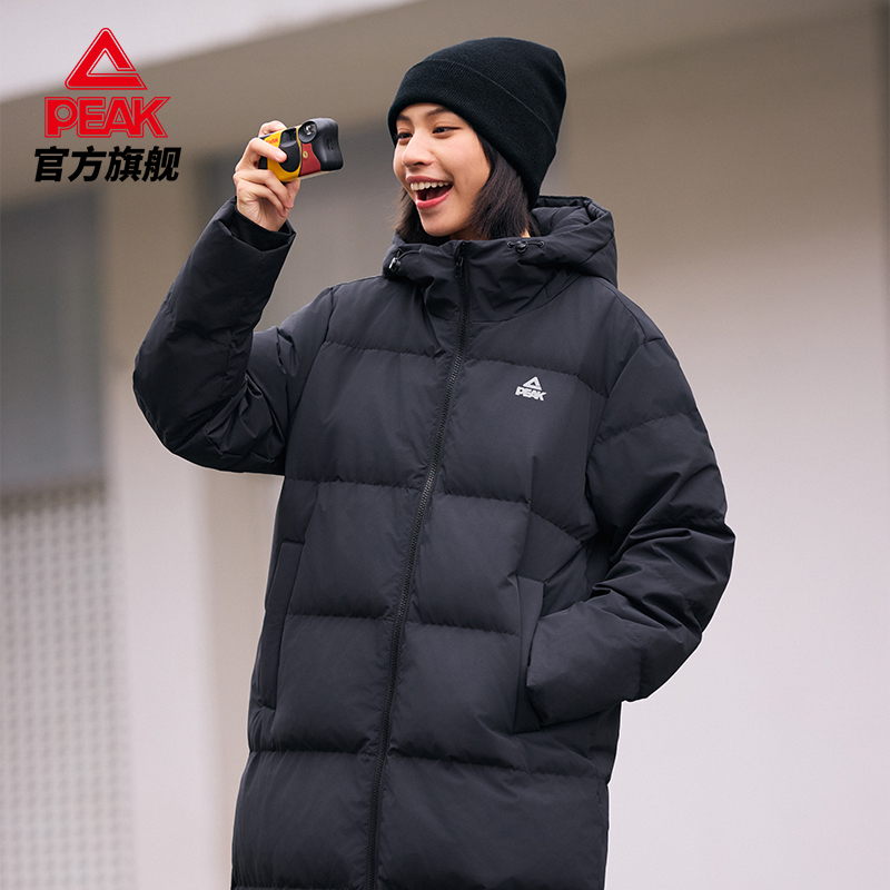 匹克驭热科技长款羽绒服三防科技男女连帽保暖加厚运动服DF544111