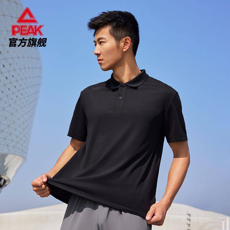 匹克速干Polo衫-翻领短袖T恤男透气夏季休闲针织运动透气通勤上衣