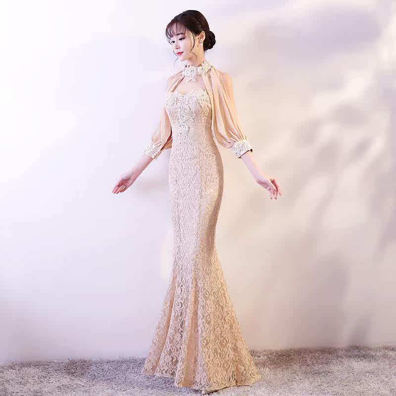 晚礼服裙女2019新款宴会聚会高贵优雅显瘦鱼尾长款端庄大气主持人在类目 女装/女士精品, 婚纱/旗袍/礼服, 礼服/晚装中 - 来自Buy2taobao.com提供专业的淘宝代购服务