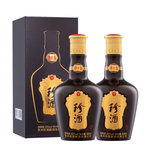 贵州珍酒珍十五53度纯粮酱香型宴席收藏送礼白酒500ml*2瓶