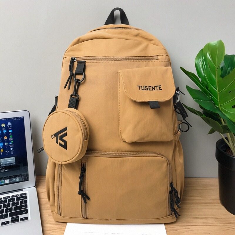 工装风双肩包男女大容量多口袋