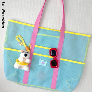 海王甜心便携游泳包收纳袋大容量网格兜外出网眼斜挎沙滩包