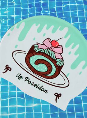 海王甜心原创设计游泳硅胶泳帽加大长头可爱甜点