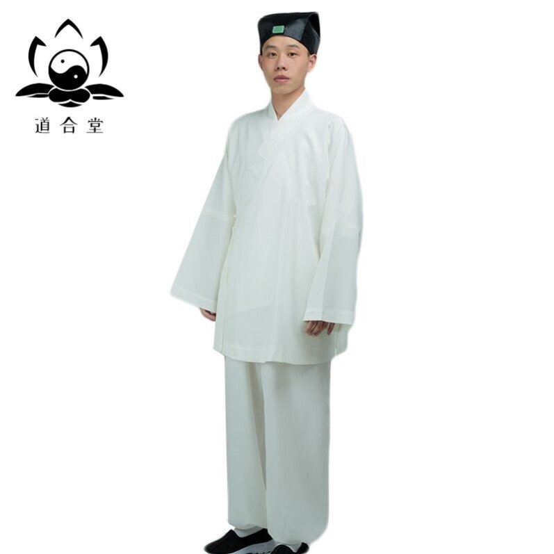 特卖春夏季道士服装男棉麻三清领道袍斜襟道服太极服练功服女道长