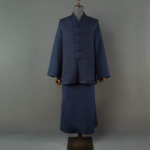 特卖道袍冬季哔叽加棉加厚长短马甲道士服装女道服男款马夹背心长