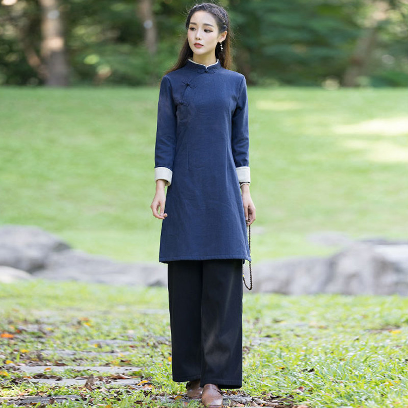 特卖禅意女装居士服禅服茶服上衣中式套装中国风道服汉服养生馆工