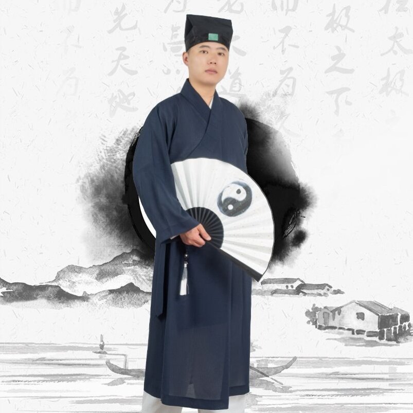 特卖道家麻纱长褂夏季薄款道袍大褂太极服斜襟三清领长袍女道士服