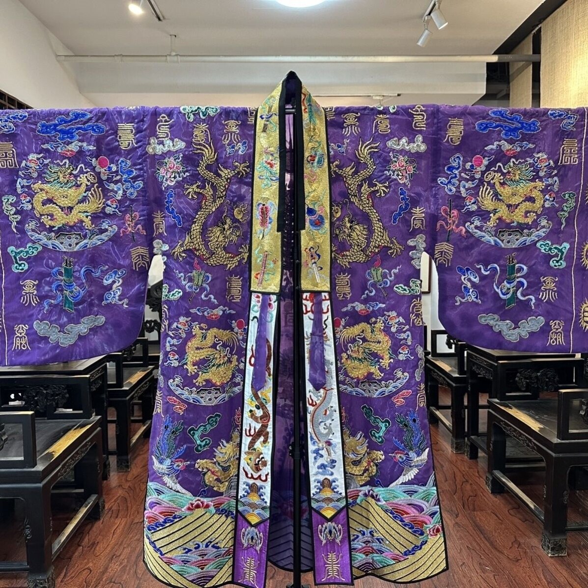 特卖道士服高功服紫色轻薄纱料九龙萧台二十八星宿小袖法衣降衣道