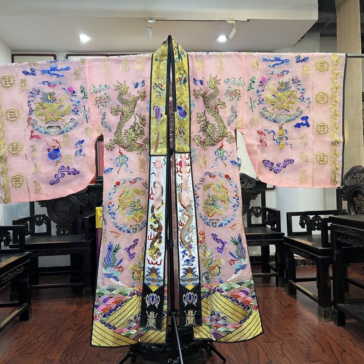 特卖道士服高功服粉色轻薄纱料九龙萧台二十八星宿小袖法衣降衣道