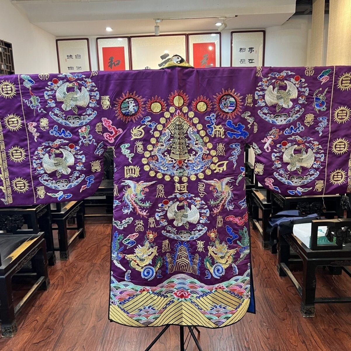 特卖道士服高功服紫色贡缎九鹤萧台二十八星宿小袖法衣道服降衣道